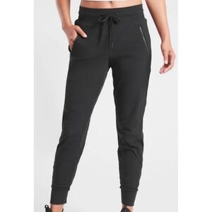 Athleta Trekkie North Jogger Pants Women's Black Drawstring Zipper Pockets SZ 10